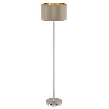Piantana Contemporanea Maserlo Acciaio Nichel Satinato Tortora 1 Luce E27 Ip20
