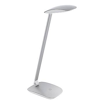 Lampada Da Tavolo Minimal Cajero Policarbonato Argento Luce Led Integrato 4,8W