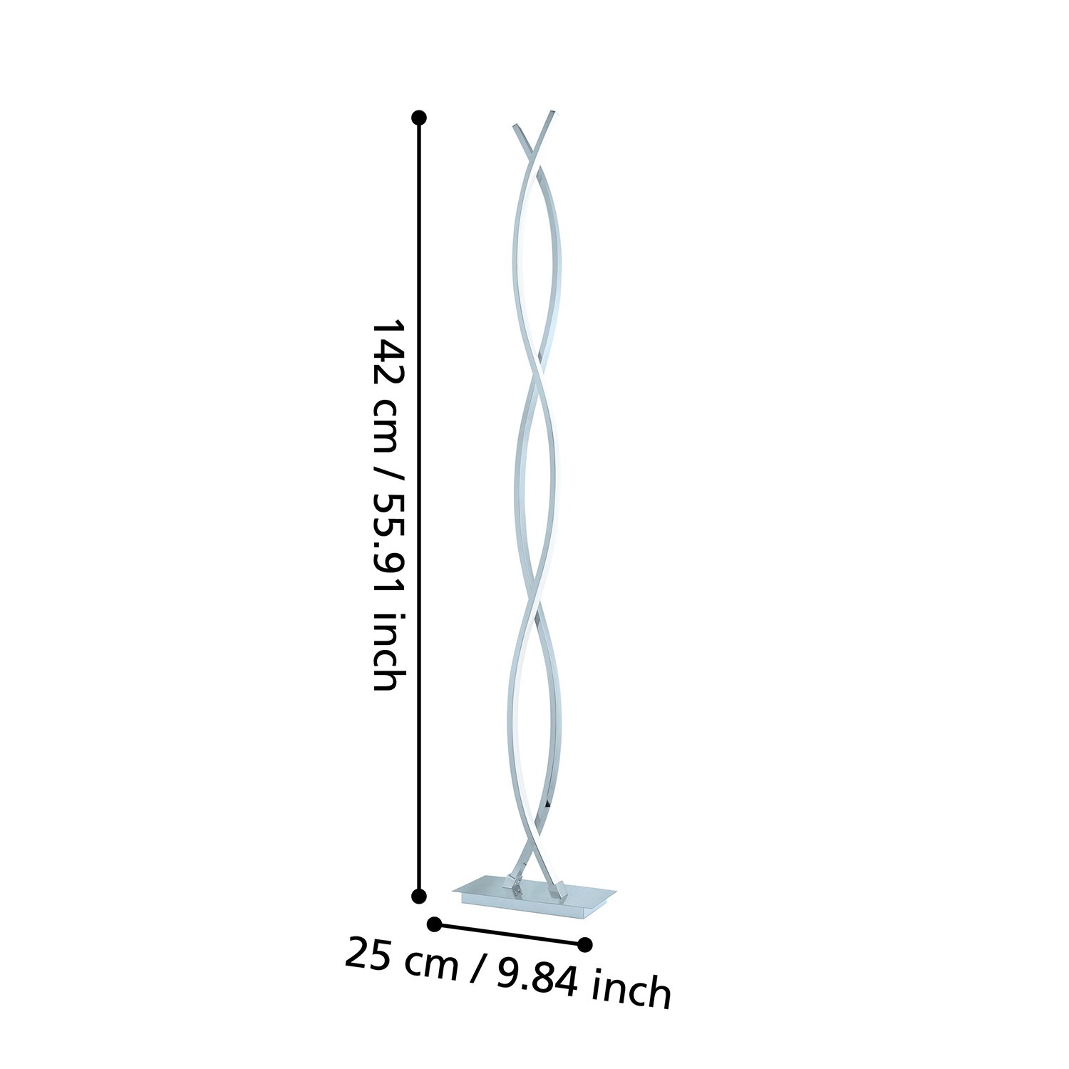 Piantana Moderna Lasana 2 Acciaio Cromo Luce Led Integrato 36W 96106