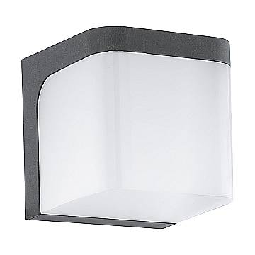 Applique Esterno Moderna Jorba Alluminio Grigio Policarbonato Bianco Led