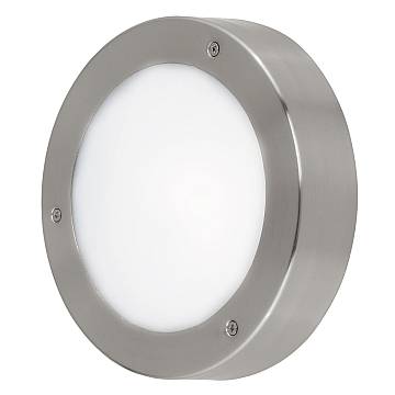 Plafoniera Esterno Moderno Vento 2 Acciaio Argento Policarbonato Bianco Led