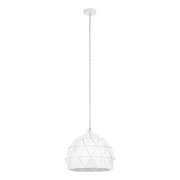 Lampadario A Sospensione Contemporaneo Roccaforte Acciaio Bianco 1 Luce E27 D40