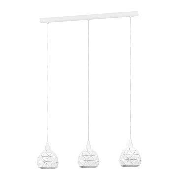 Lampadario A Sospensione Contemporaneo Roccaforte Acciaio Bianco 3 Luci E14