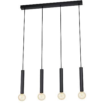 Lampadario A Sospensione Contemporaneo Cortenova Acciaio Nero 4 Luci E27