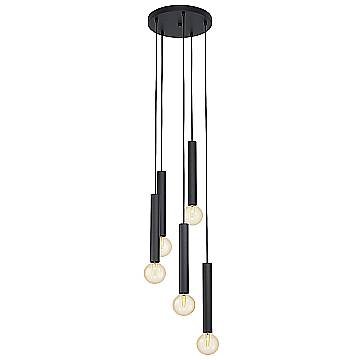 Lampadario A Sospensione Contemporaneo Cortenova Acciaio Nero 5 Luci E27