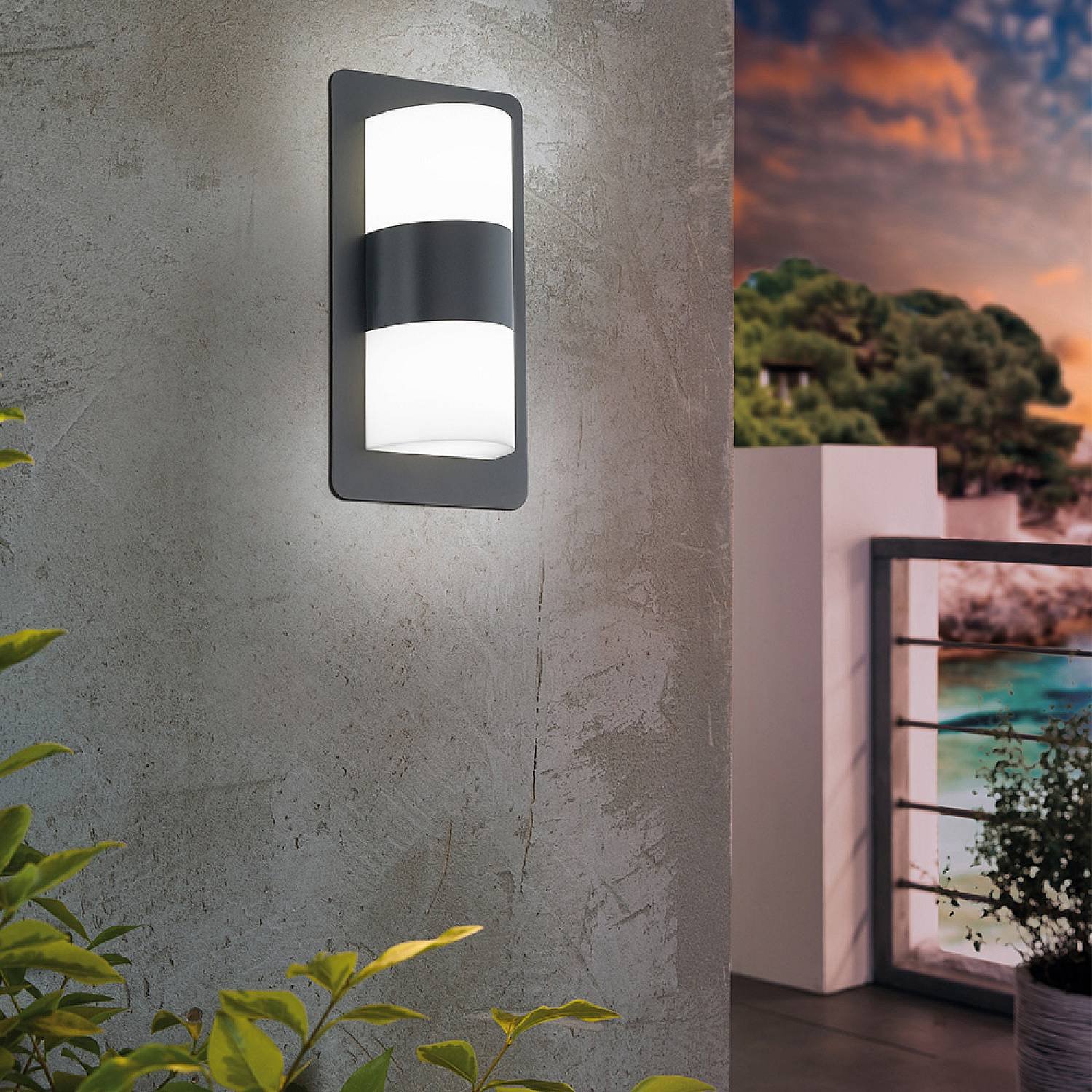 Applique Esterno Cistierna Metallo Grigio Policarbonato Bianco 2 Luce E27 98086