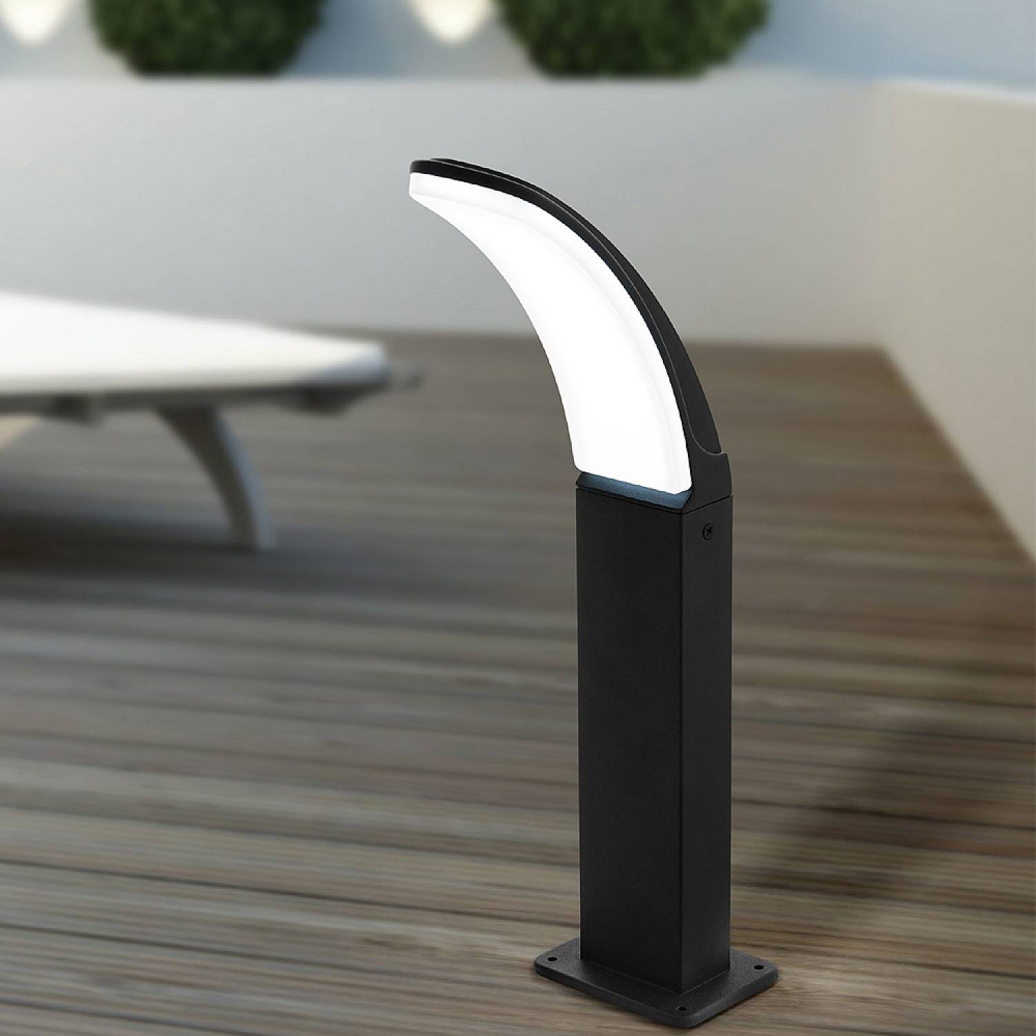Piantana Esterno Contemporaneo Fiumicino Alluminio Nero Policarbonato Bianco Led 98151