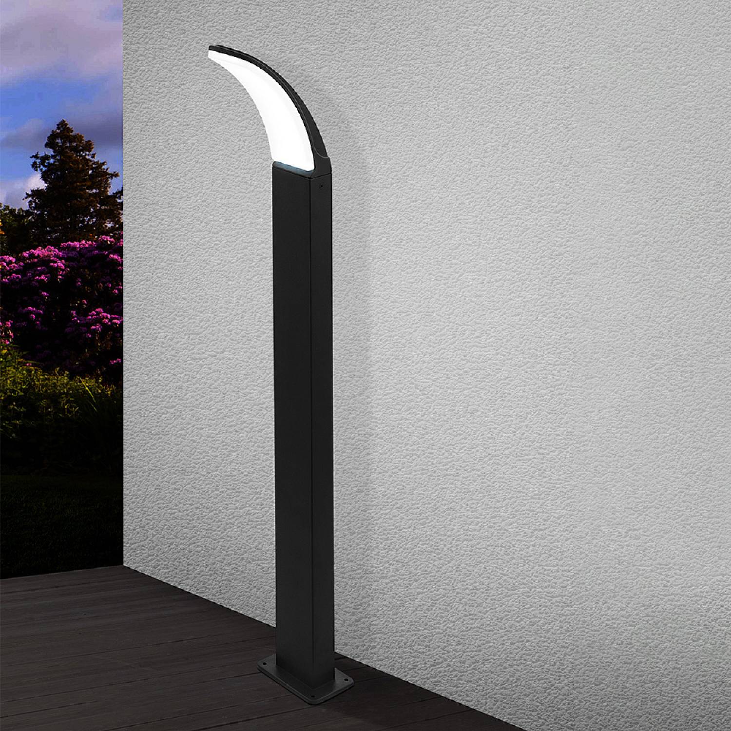 Paletto Esterno Contemporaneo Fiumicino Alluminio Nero Policarbonato Bianco Led 98152