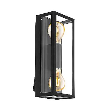 Applique Esterno Contemporanea Alamonte 1 Acciaio Nero 2 Luci E27