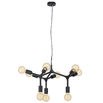 Lampadario A Sospensione Moderno Bocadella Acciaio Nero 9 Luci E27 Lampadario A Sospensione Moderno Bocadella Acciaio Nero 9 Luci E27