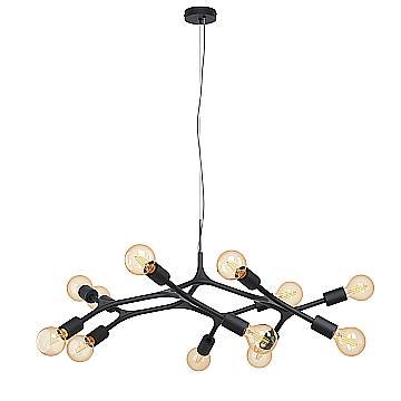Lampadario A Sospensione Moderno Bocadella Acciaio Nero 12 Luci E27 Lampadario A Sospensione Moderno Bocadella Acciaio Nero 12 Luci E27