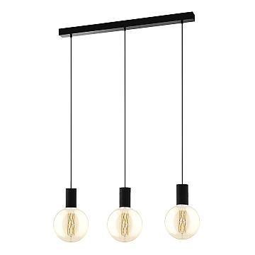 Lampadario A Sospensione Contemporaneo Pozueta Acciaio Nero 3 Luci E27