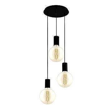 Lampadario A Sospensione Contemporaneo Pozueta Acciaio Nero 3 Luci E27 D33
