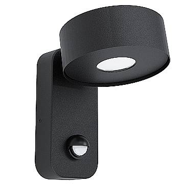 Applique Esterno Moderna Palosco Metallo Nero Policarbonato Trasp Led