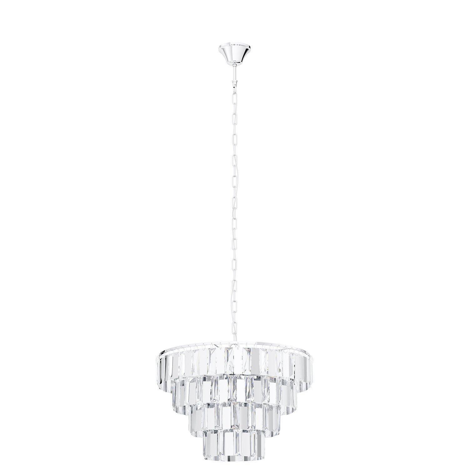 Lampadario A Sospensione Moderno Erseka Acciaio Cromo Cristallo 7 Luci E14 99094