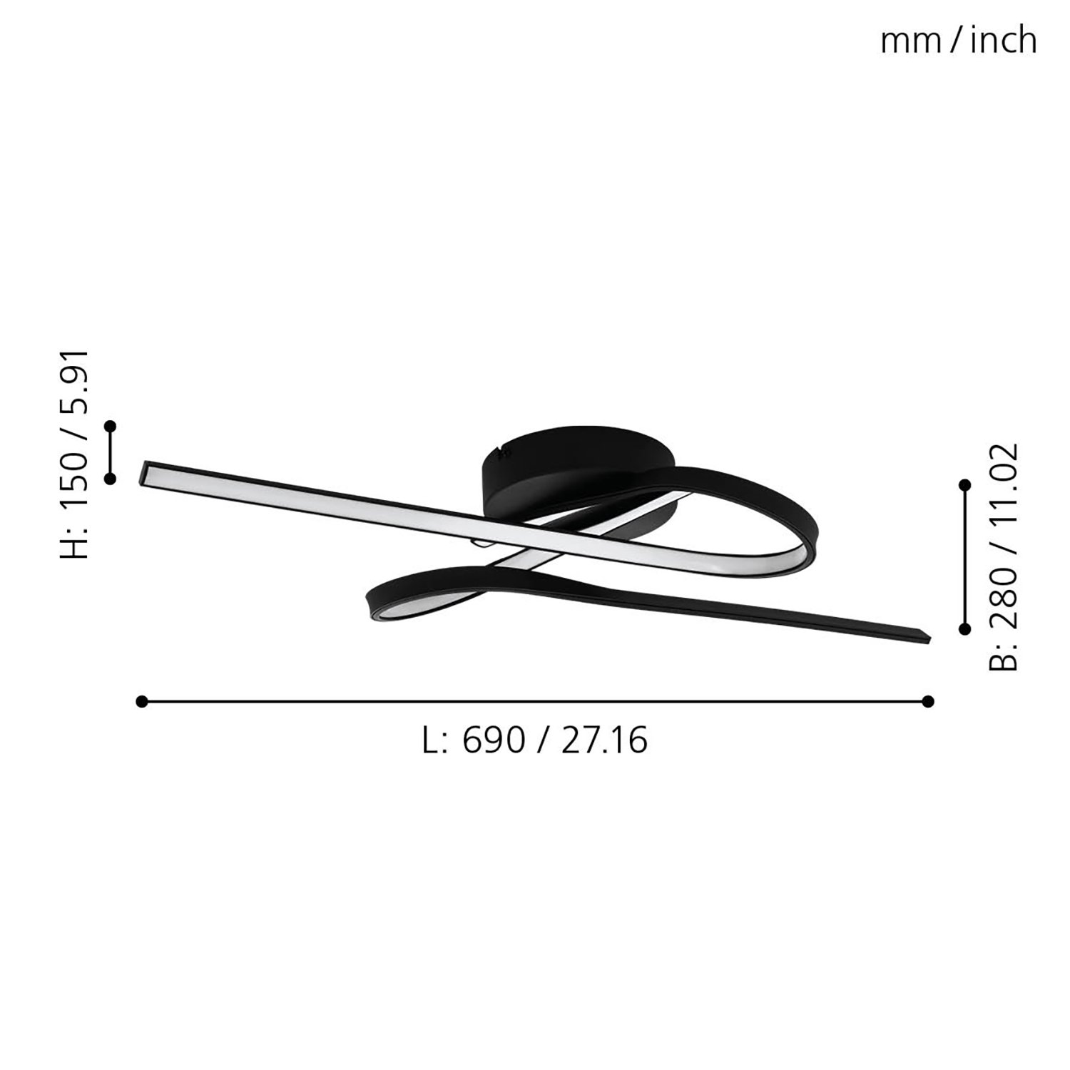 Plafoniera Minimal Selvina 1 Acciaio Nero Luce Led Integrato 19W 99323