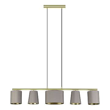 Lampadario A Sospensione Moderno Almeida 2 Acciaio Ottone Cappuccino 5 Luci E14 Lampadario A Sospensione Moderno Almeida 2 Acciaio Ottone Cappuccino 5 Luci E14