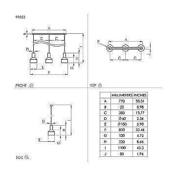 Lampadario Moderno Casibare 3 Luci Acciaio Nero