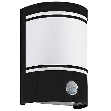 Applique Esterno Contemporanea Cerno Metallo Nero Vetro Bianco Luce