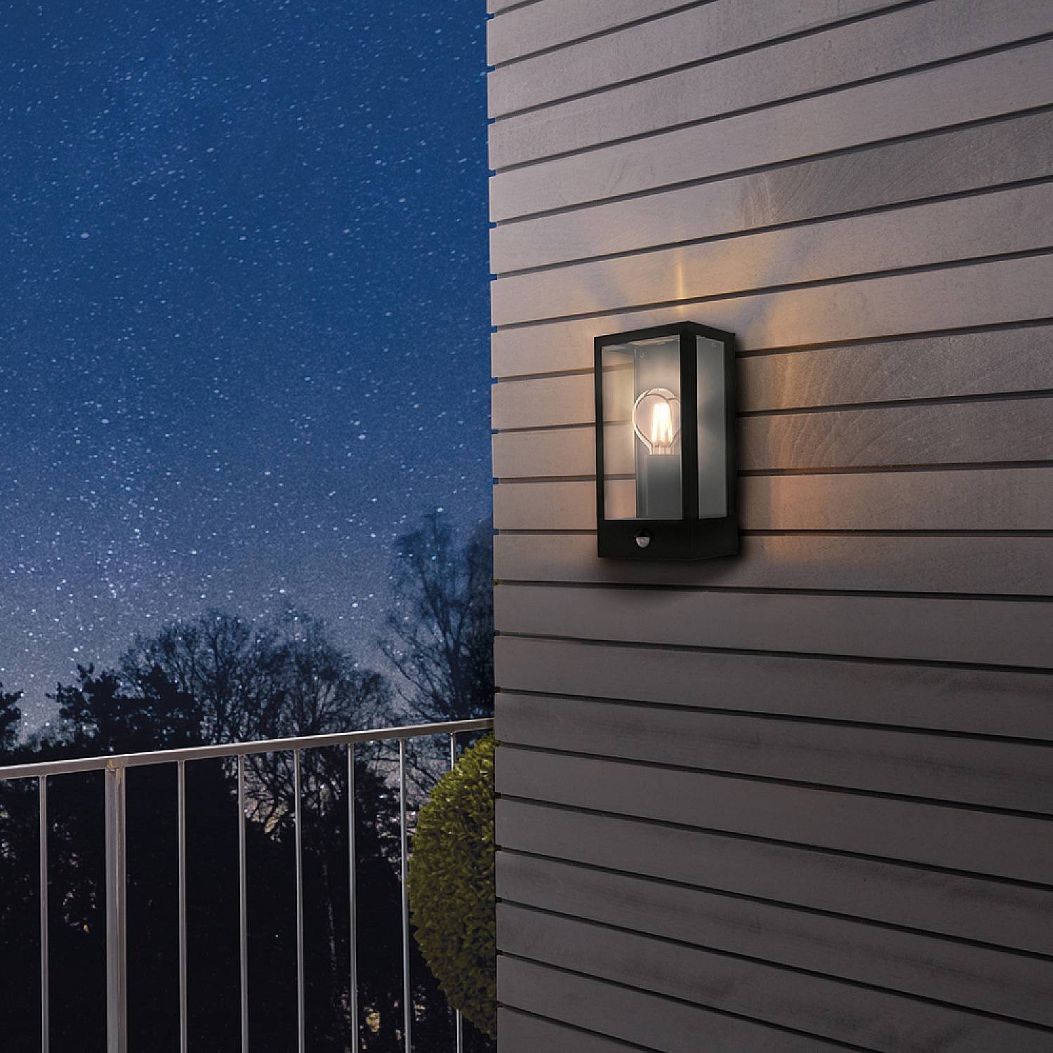 Applique Esterno Contemporanea Alamonte Acciaio Nero Vetro Bianco 1 Luce E27 99587