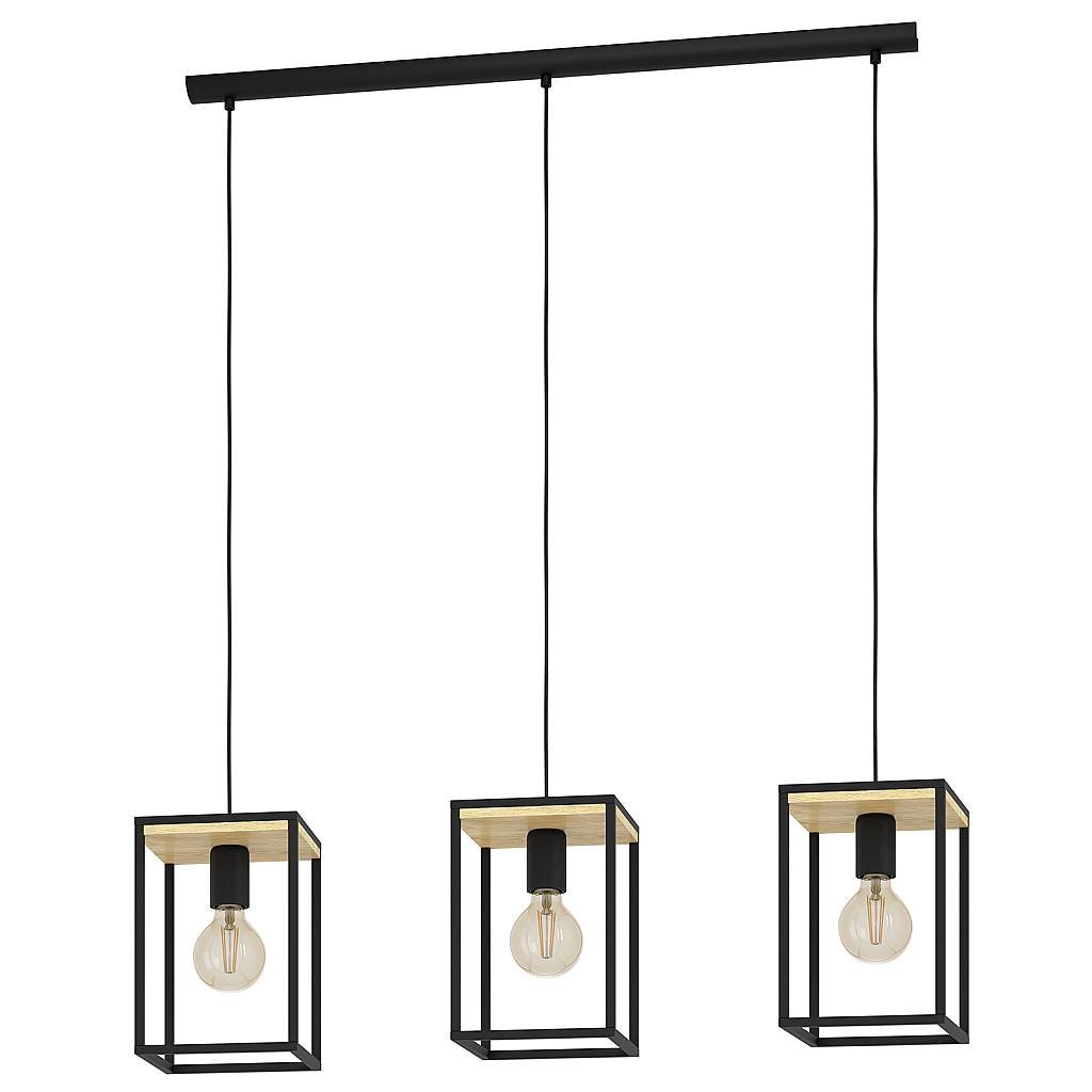 Lampadario Industrial Libertad 3 Luci Metallo Nero E Marrone