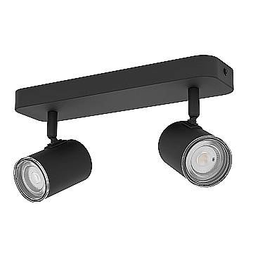 Spot Lineare Moderno Consuma 1 Acciaio Nero 2 Luci Gu10 Ip44 Spot Lineare Moderno Consuma 1 Acciaio Nero 2 Luci Gu10 Ip44