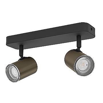 Spot Moderno Consuma 1 Acciaio Nero 2 Luci Gu10 Ip44 Spot Moderno Consuma 1 Acciaio Nero 2 Luci Gu10 Ip44