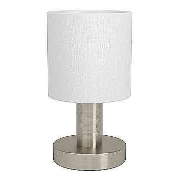 Lampada Scrivania Contemporaneo Montetto Acciaio Grigio Tessuto Bianco E14 Ip20