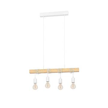 Lampadario A Sospensione Townshend Acciaio Legno 4 Luci E27 Ip20
