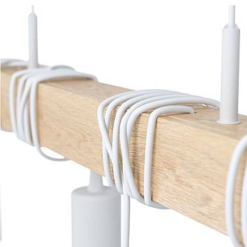 Lampadario A Sospensione Townshend Acciaio Legno 4 Luci E27 Ip20