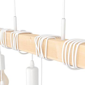 Lampadario A Sospensione Townshend Acciaio Legno 6 Luci E27 Ip20