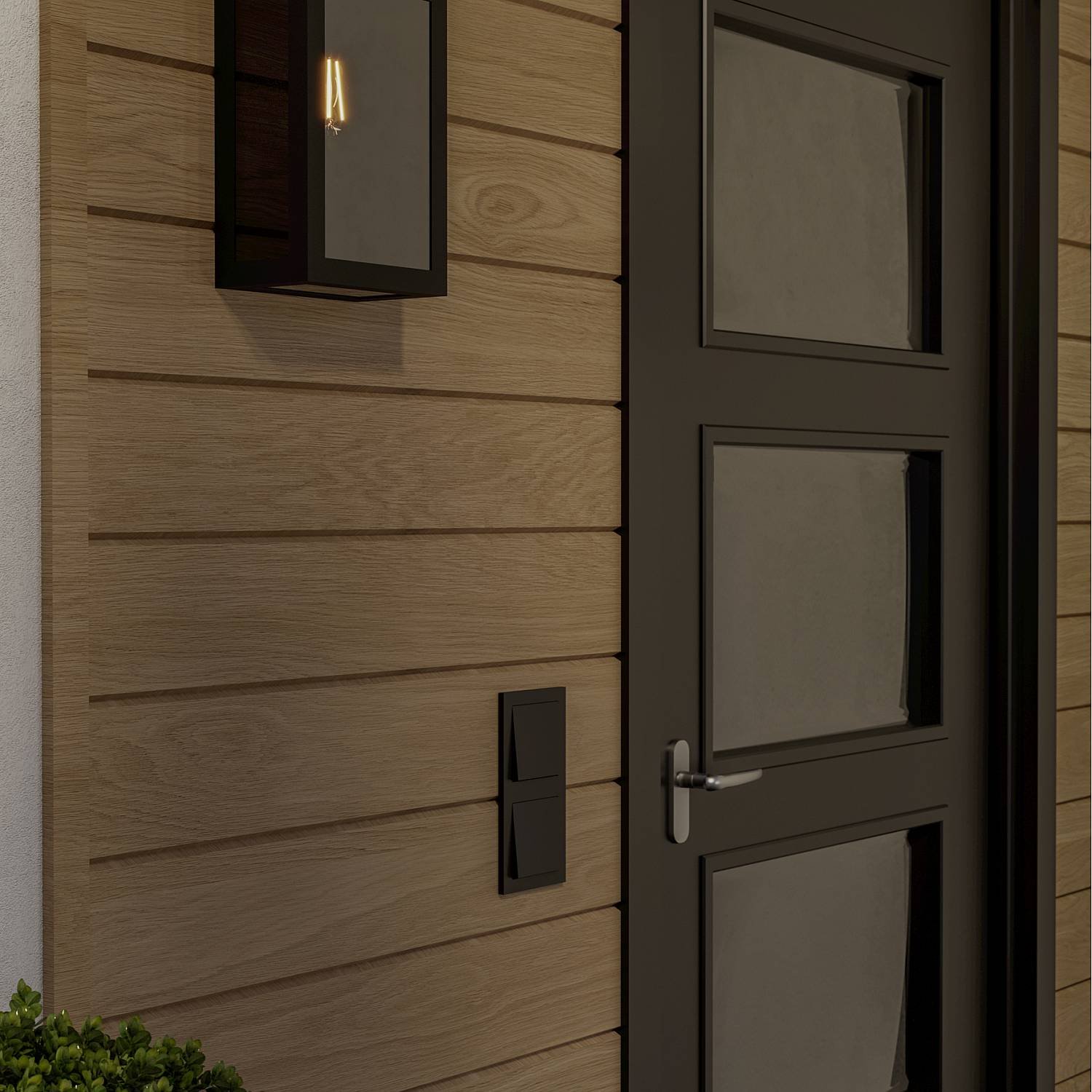 Applique Esterno Alamonte Smoke Acciaio Nero Vetro Trasparente 1 Luce E27 Ip44 33627