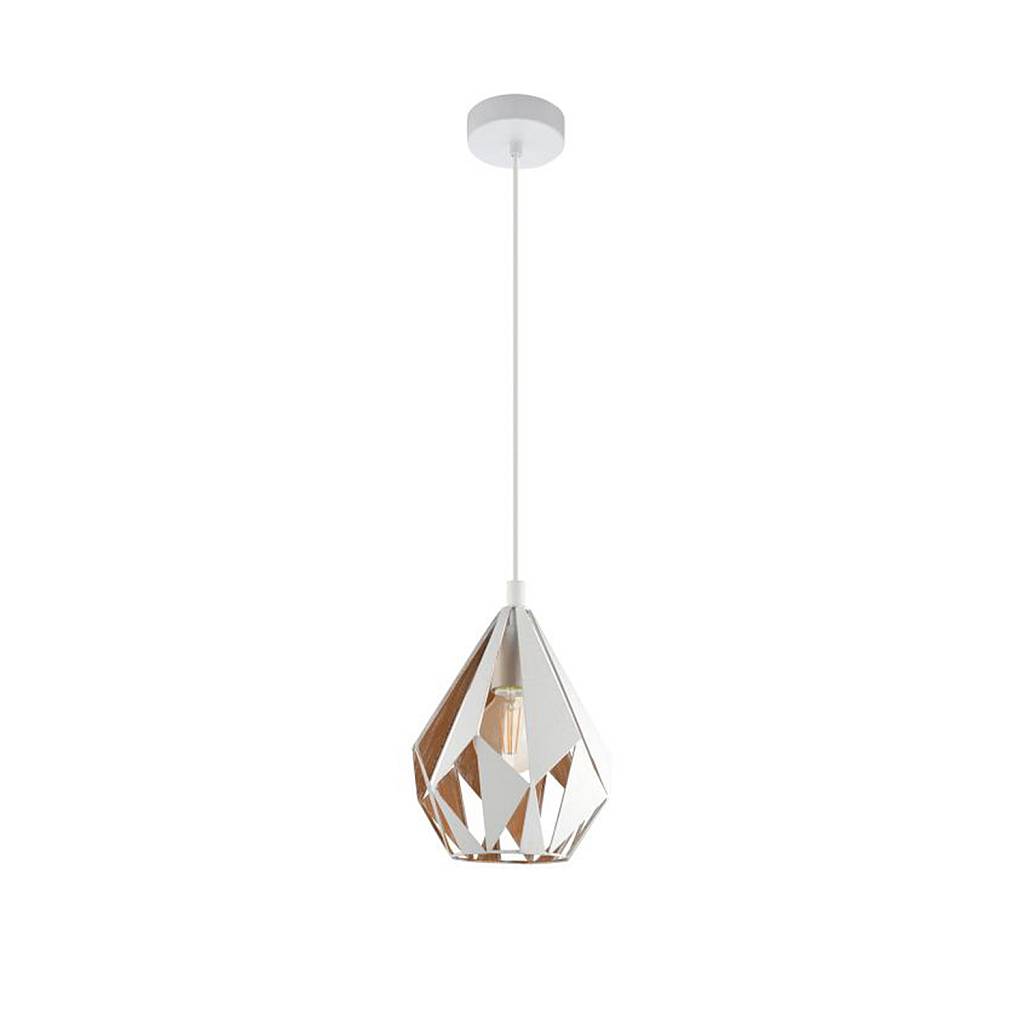 Lampada A Sospensione Carlton 1 Metallo Bianco Oro 1 Luce E27 Ip20