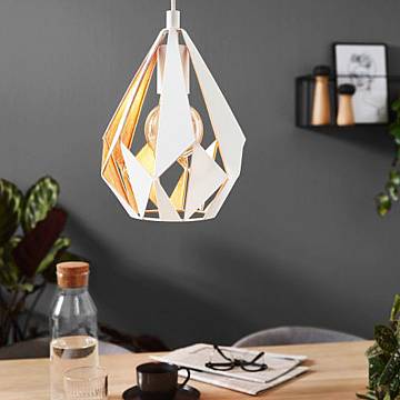 Lampada A Sospensione Carlton 1 Metallo Bianco Oro 1 Luce E27 Ip20