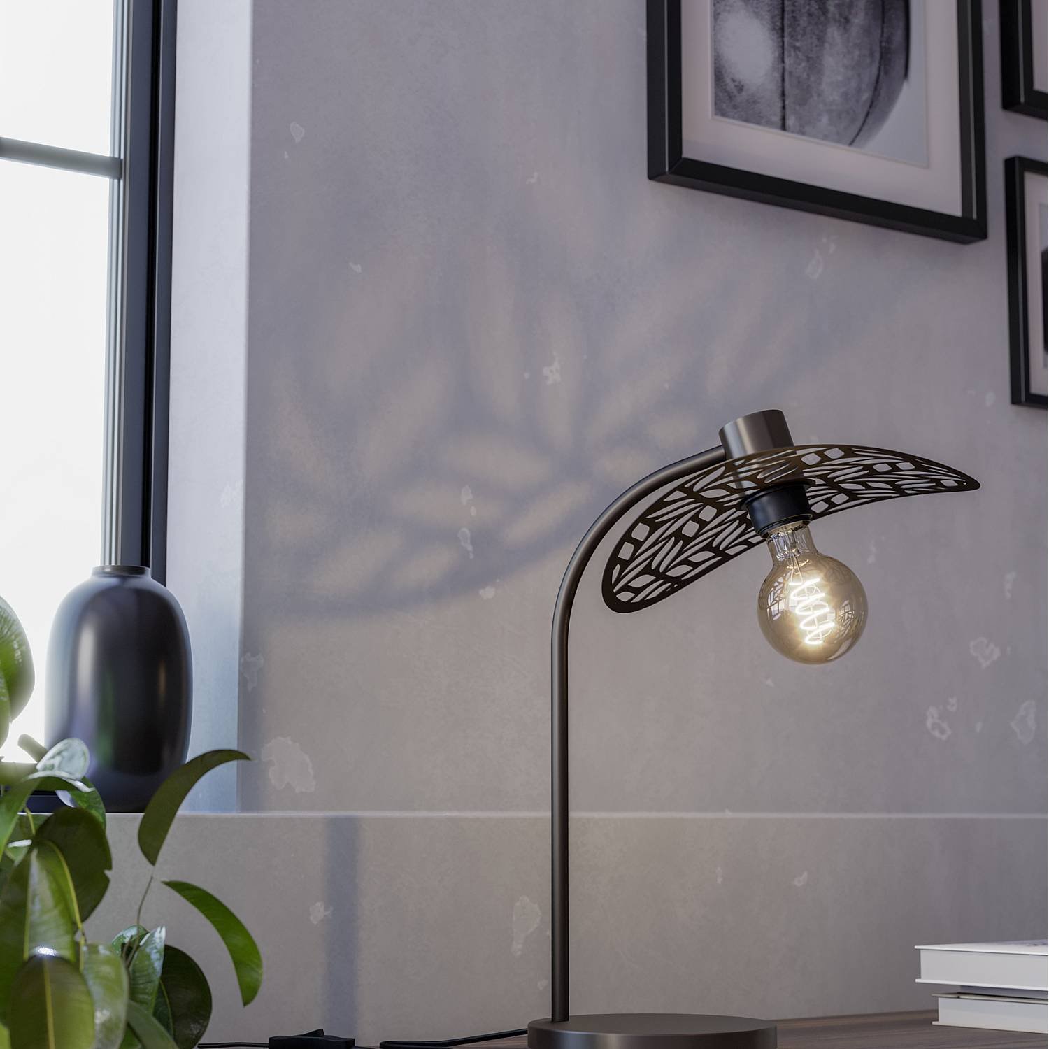 Lampada Scrivania Industrial Minimal Swaby Acciaio Bronzo 1 Luce E27 Ip20 44126