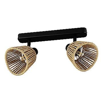 Faretti E Spot Rustico Country Keelby Acciaio Nero Effetto Legno 2 Luci E14 Ip20