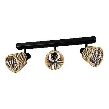 Faretti E Spot Rustico Country Keelby Acciaio Nero Effetto Legno 3 Luci E14