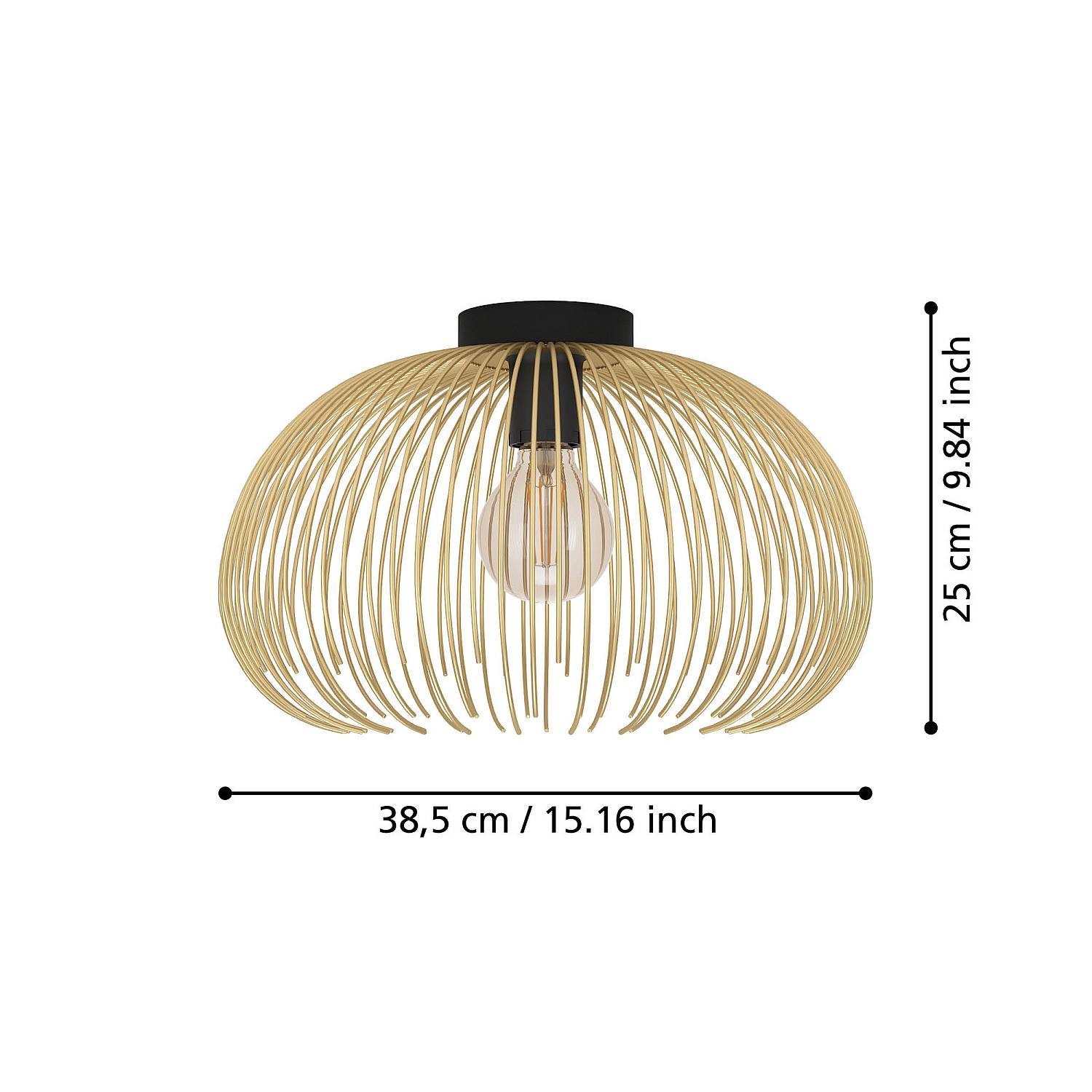 Plafoniera Industrial-Nordico Acciaio Nero E Oro 1 Luce E27 900165