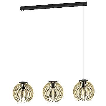 Lampadario Industrial-Nordico Acciaio Nero E Oro 3 Luci E27 Lampadario Industrial-Nordico Acciaio Nero E Oro 3 Luci E27