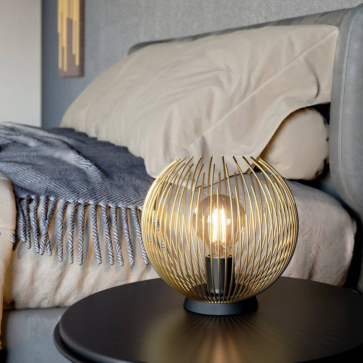 Abatjour Industrial-Nordico Acciaio Nero E Oro 1 Luce E27 900168
