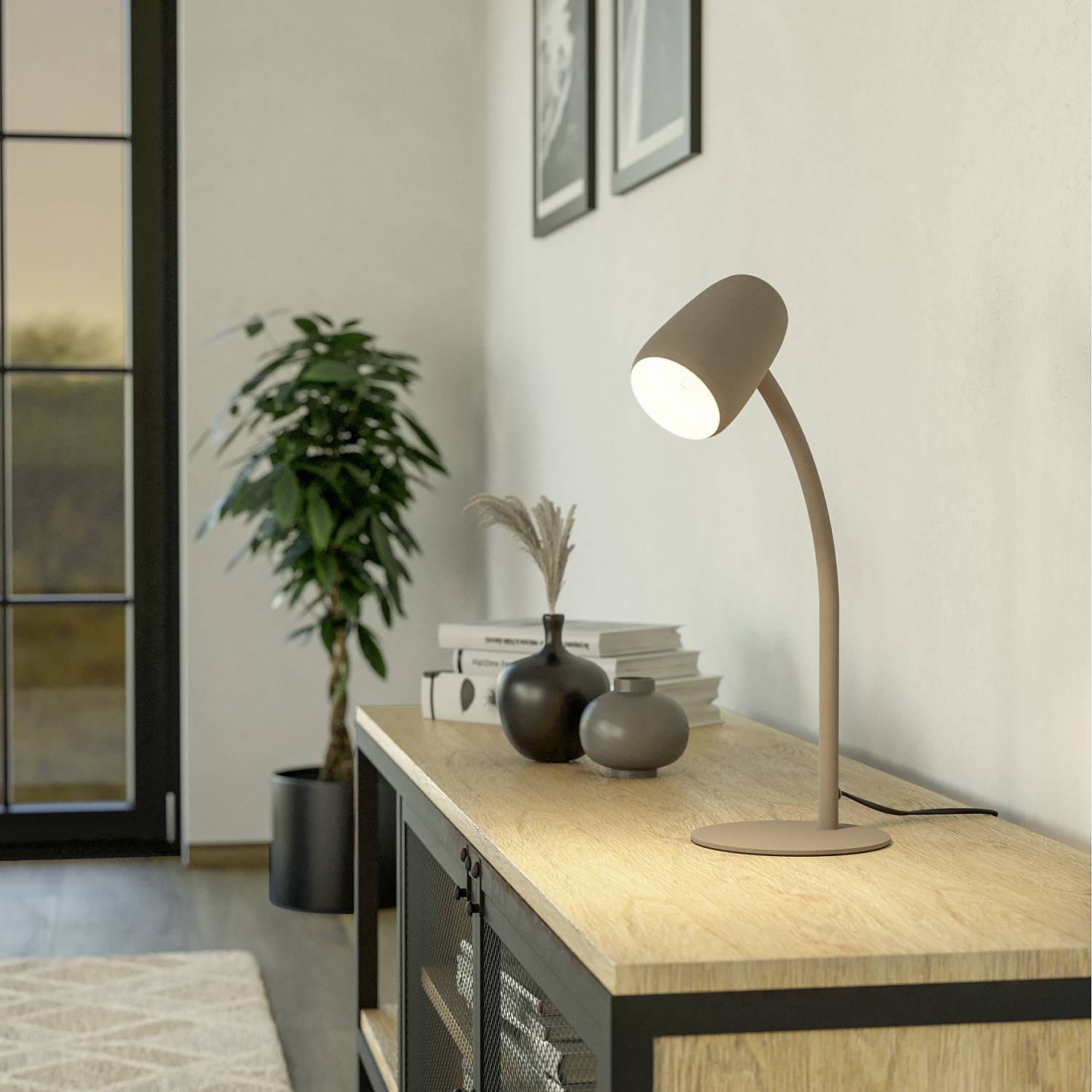 Lampada Scrivania Moderna Carlo Acciaio Marrone 1 Luce E14 Ip20 901829