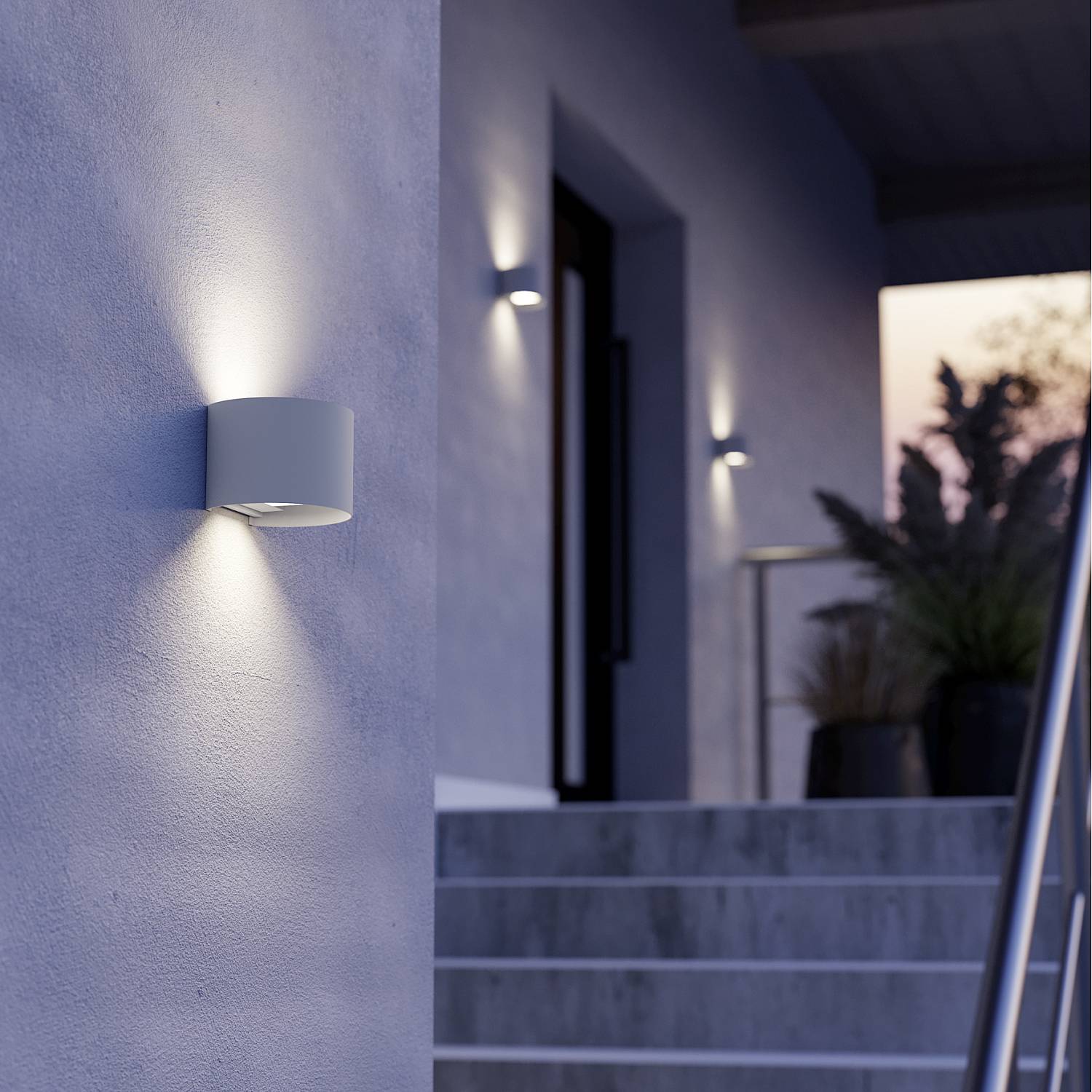 Applique Esterno Calpino 3 Alluminio Bianco Trasp 2 Luci Led 2,8W 840Lm Ip54 901843
