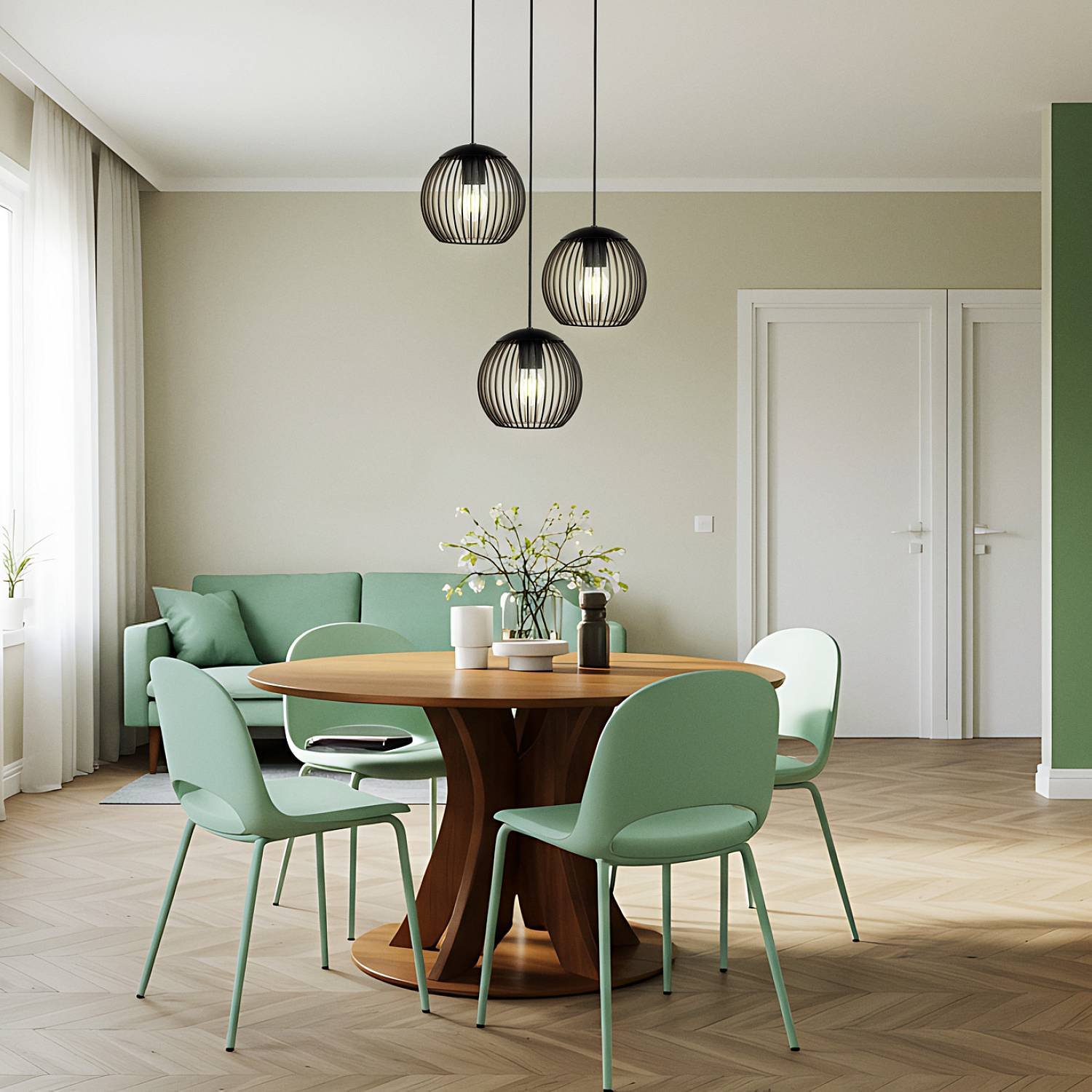Lampadario Contemporaneo Almanzora Acciaio Nero 3 Luci E27 Ip20 901871