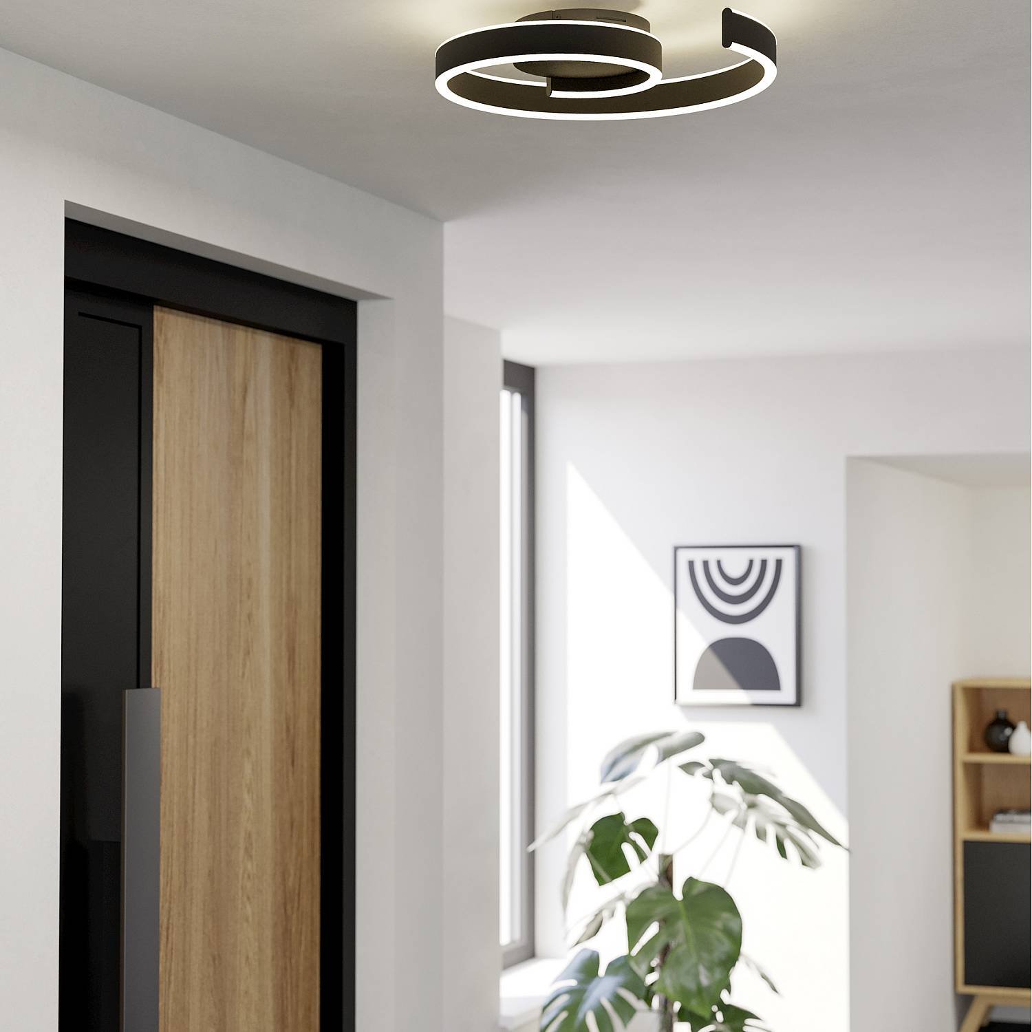 Plafoniera Moderna Andabaia-Z Alluminio Nero Plastiche Bianche Led 37W 4450Lm 901888