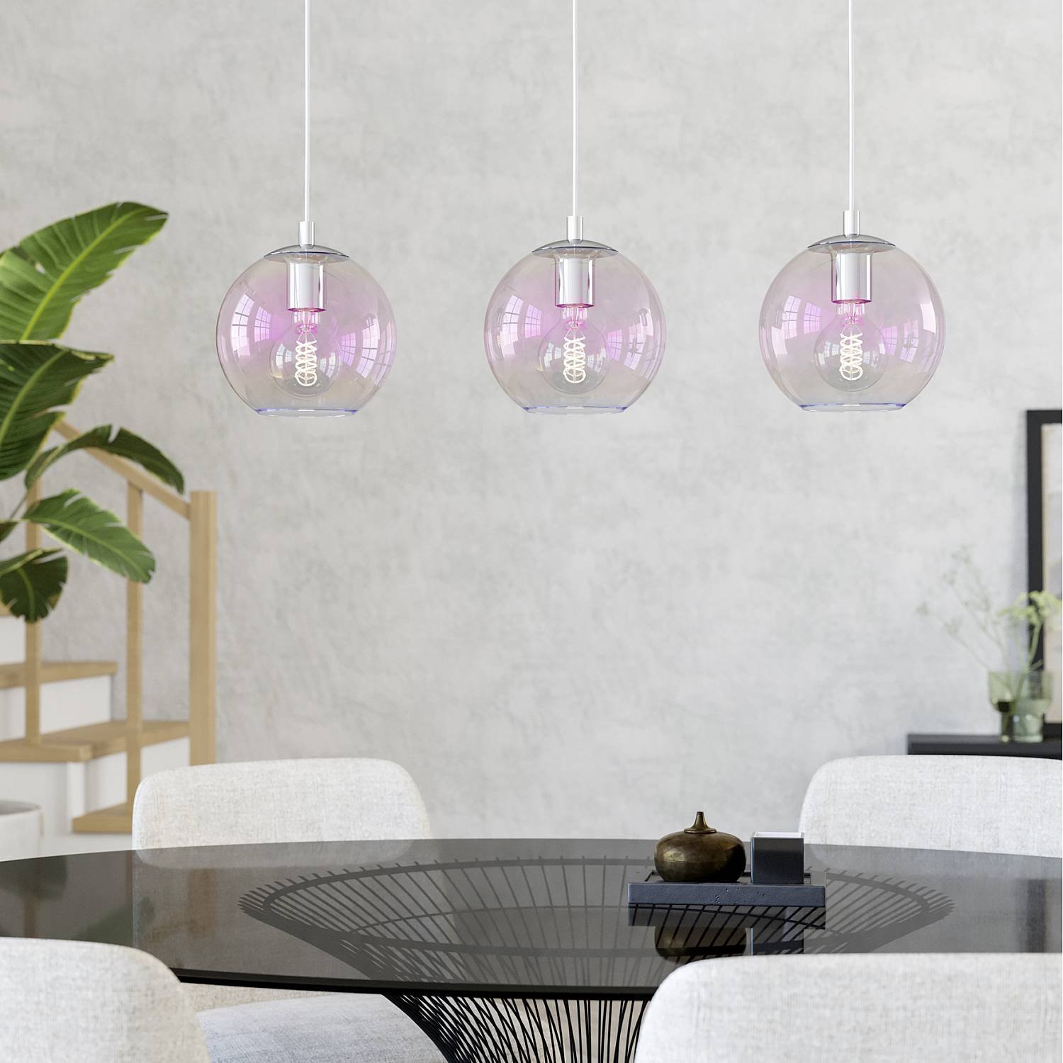 Lampadario Contemporaneo Ariscani 2 Acciaio Cromo Trasparente 3 Luci E27 Ip20 901919