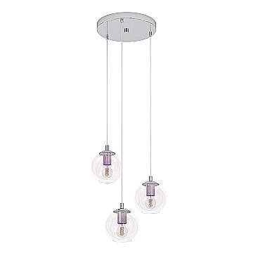 Lampadario Tondo Contemporaneo Ariscani 2 Acciaio Cromo Trasparente 3 Luci E27