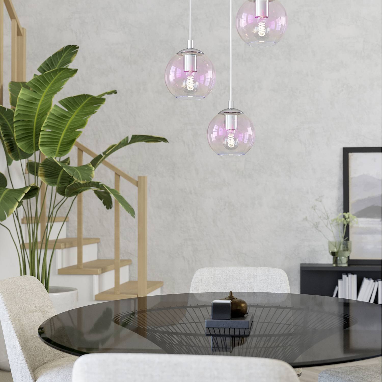 Lampadario Tondo Contemporaneo Ariscani 2 Acciaio Cromo Trasparente 3 Luci E27 901921