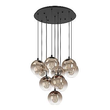 Lampadario Contemporaneo Ariscani 1 Acciaio Nero Rame 10 Luci E27 Ip20
