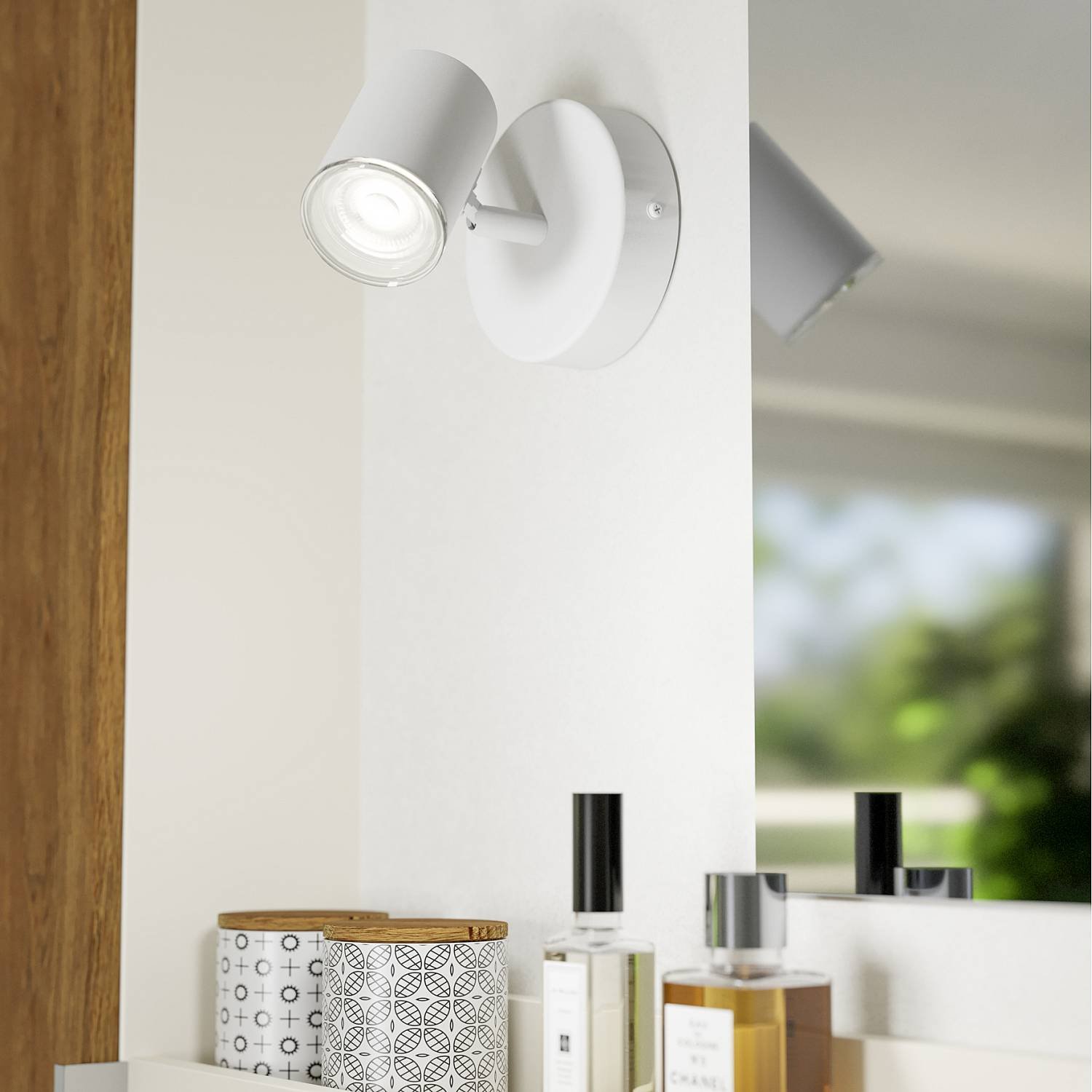 Faretti E Spot Moderno Consuma 1 Acciaio Bianco 1 Luce Gu10 Ip44 901961