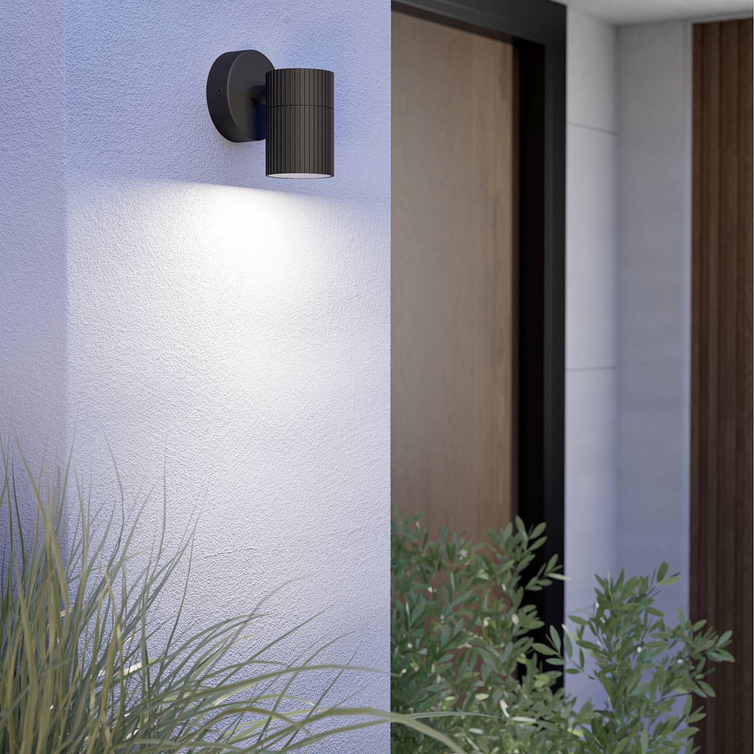 Applique Esterno Moderno Tomelloso Alluminio Nero Trasparente 1 Luce Gu10 Ip44 902037